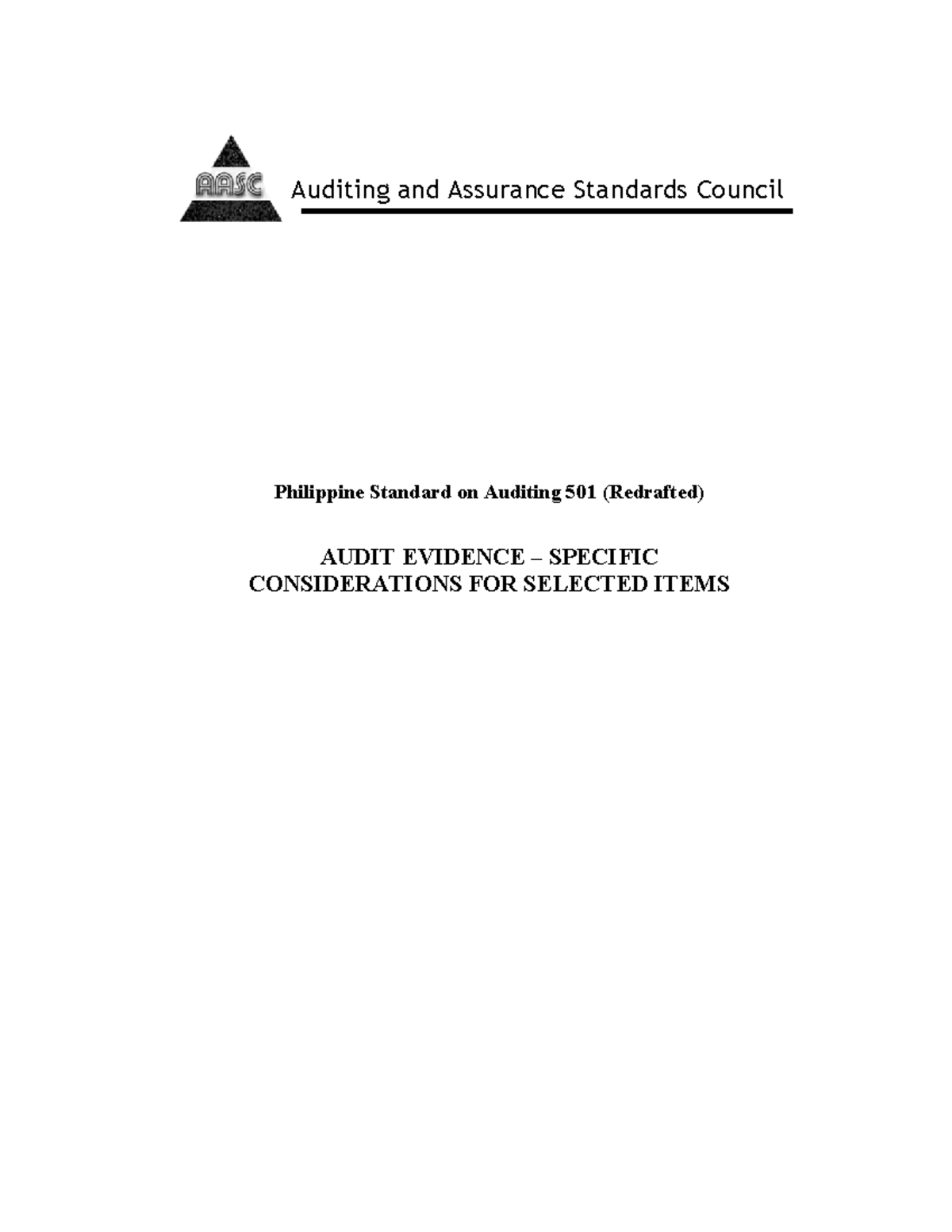 PSA-501 Lecture Notes: Audit Evidence and Specific Considerations - Studocu