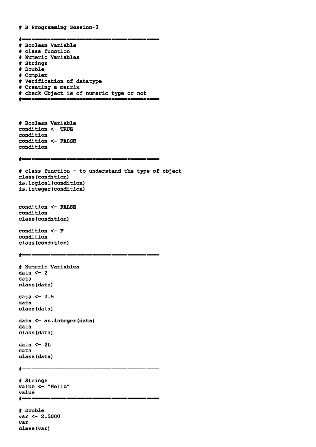 R Basics 3 Data Types - NIL - R Programming Boolean Variable class ...