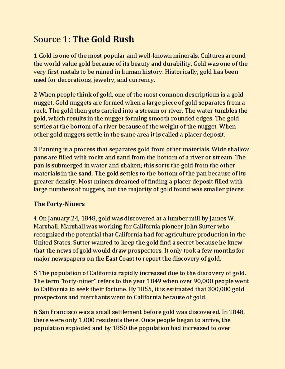 Gold Rush Insights: Historical Impact and Economic Changes - Studocu