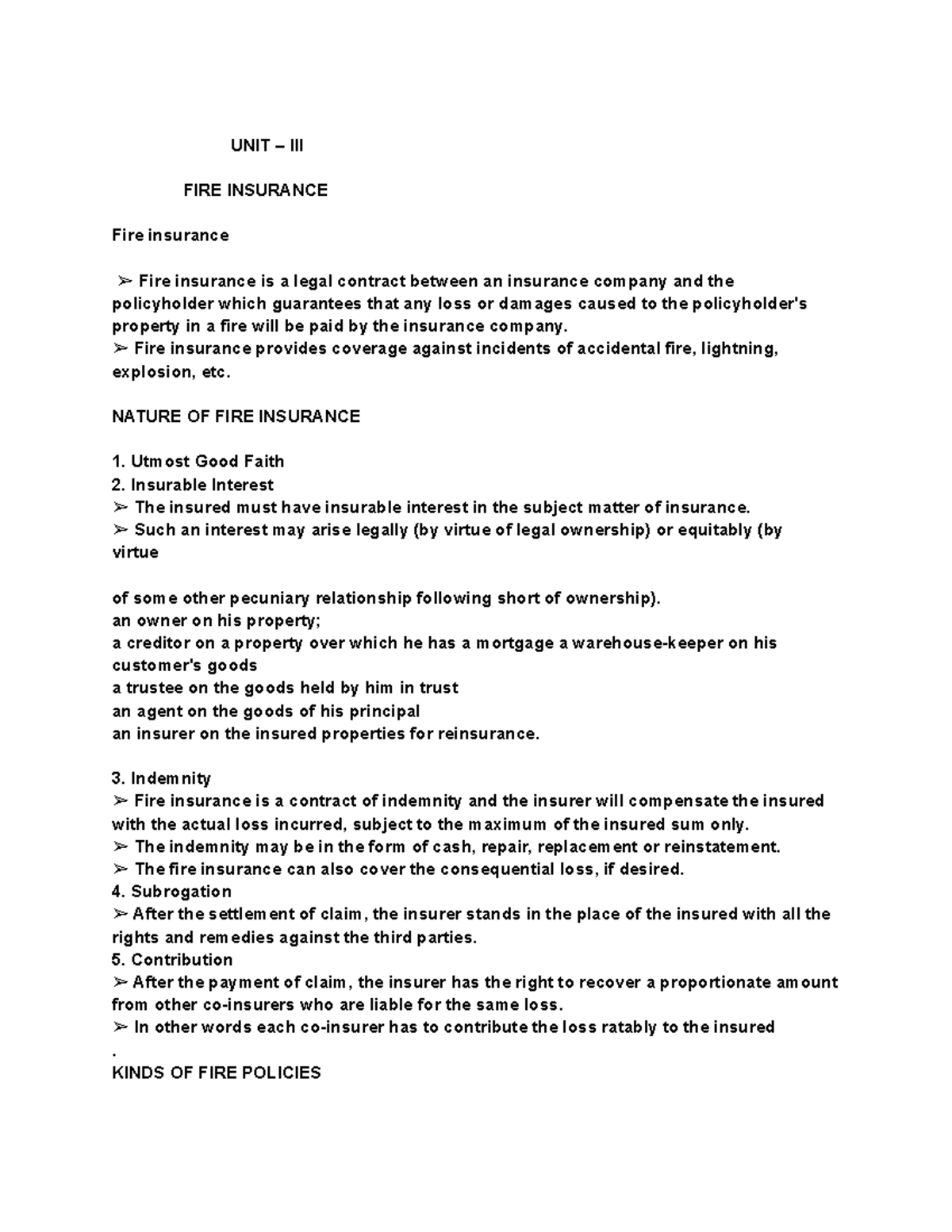 FIRE Insurance Overview: Key Concepts and Policy Types Explained - Studocu