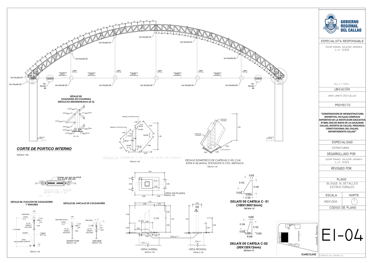 E1-04 E7 - PLANOS DE CONSTRUCCIÓN DE INFRAESTRUCTURA DEPORTIVA - Document Preview