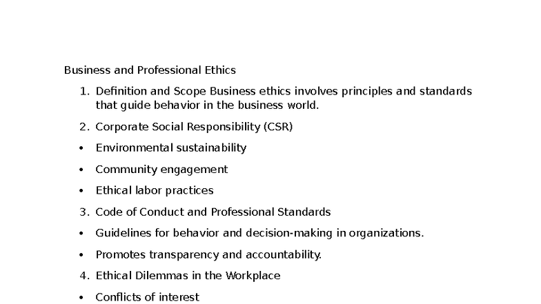 Business and Professional Ethics - Definition and Scope Business ethics ...