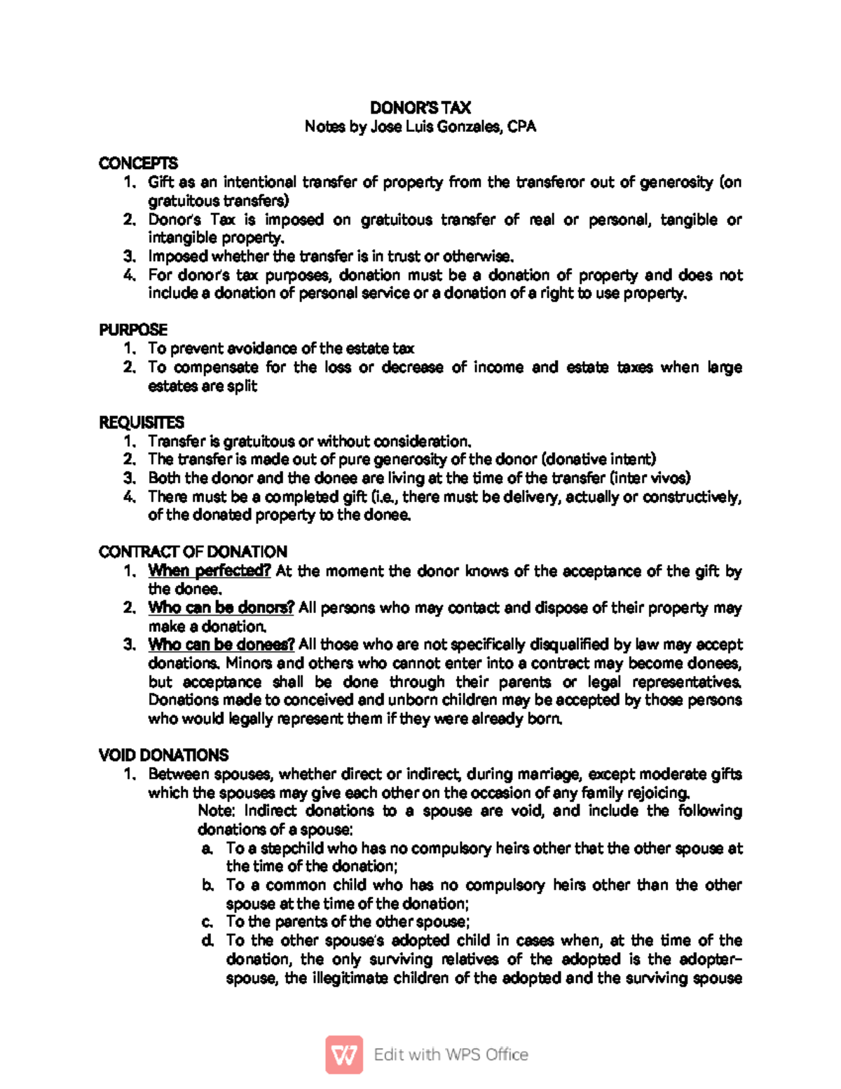 TAX Notes: Gift Tax Concepts and Regulations (TAX 101) - Studocu