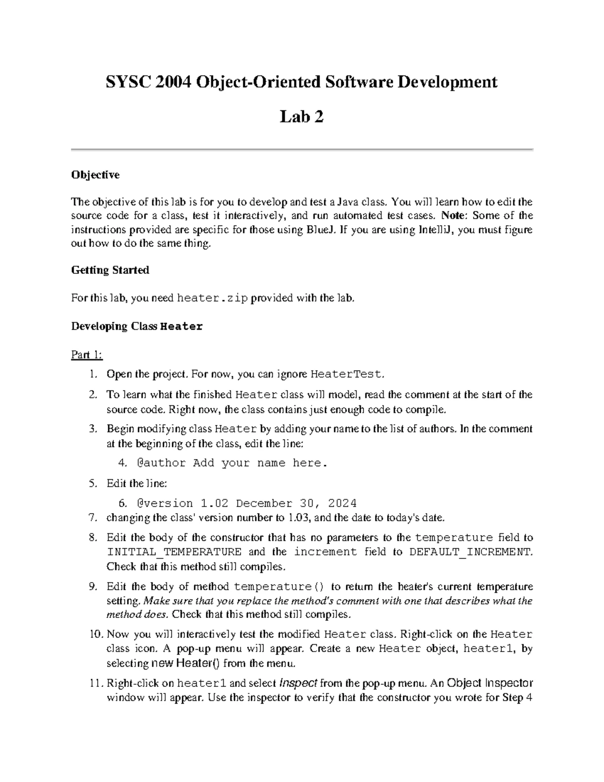 Lab3 - das - SYSC 2004 Object-Oriented Software Development Lab 3 ...