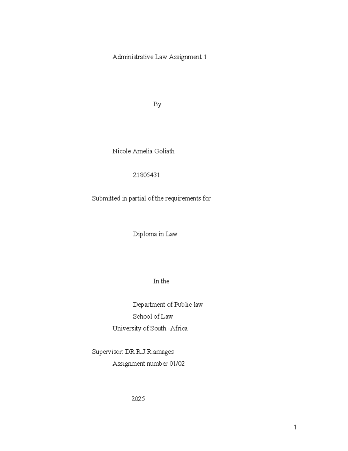 ADL2601 Administrative Law Assignment 1: Key Concepts & Analysis - Studocu
