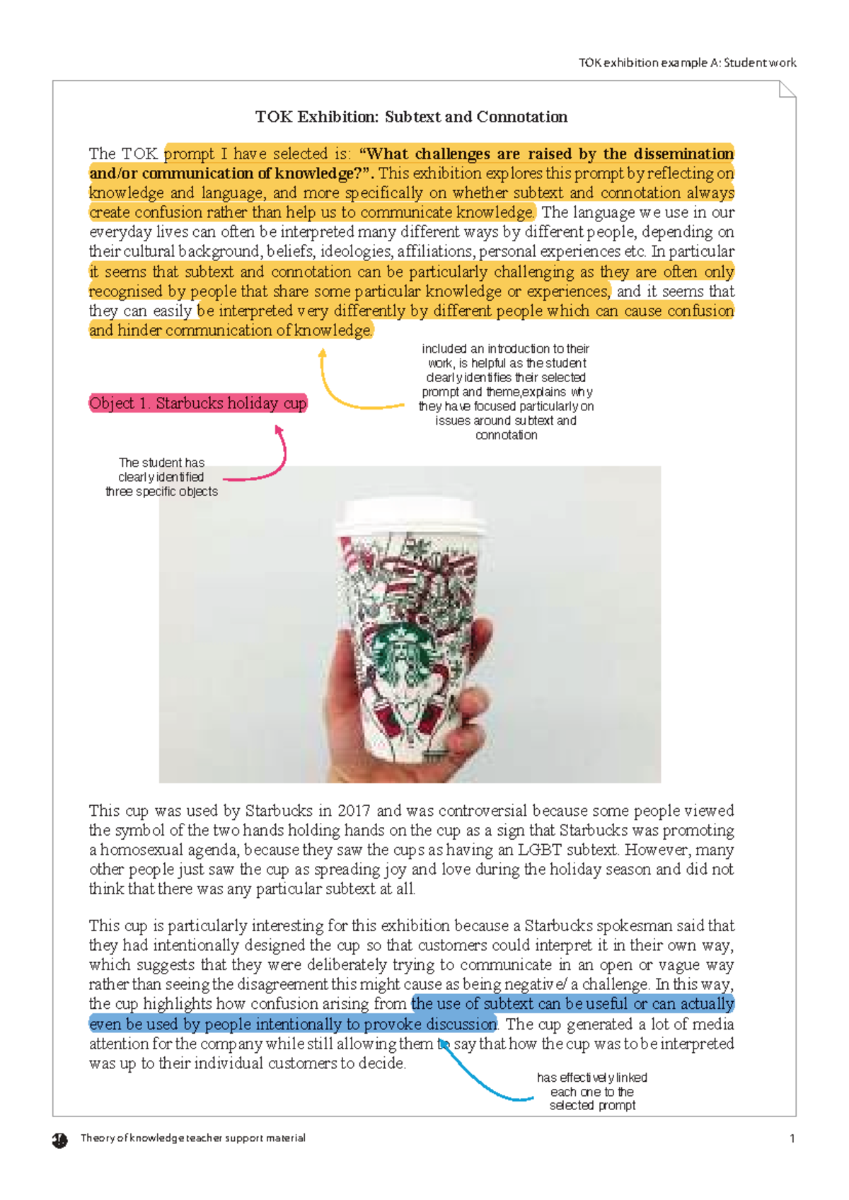 TOK Exhibition Example A: Subtext and Connotation Analysis - Studocu
