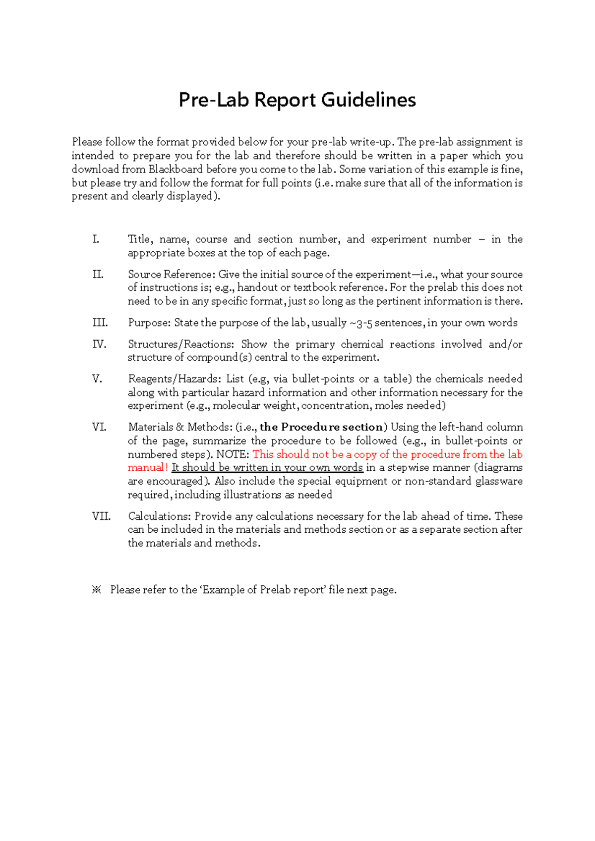Prelab Report Guidelines for CHM105 Lab Assignment - Studocu