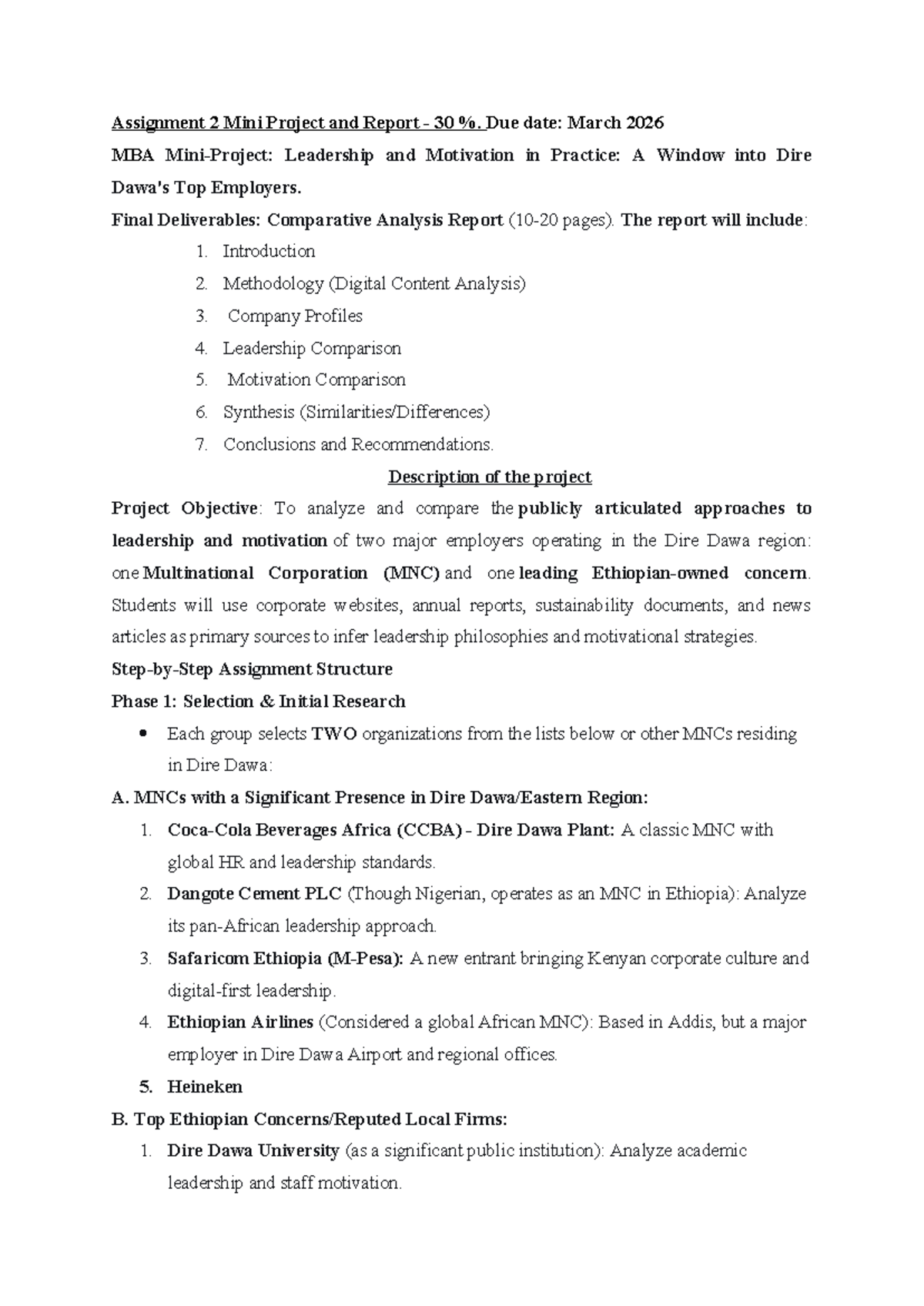 MBA 30 Mini Project: Leadership & Motivation Analysis Report - Studocu