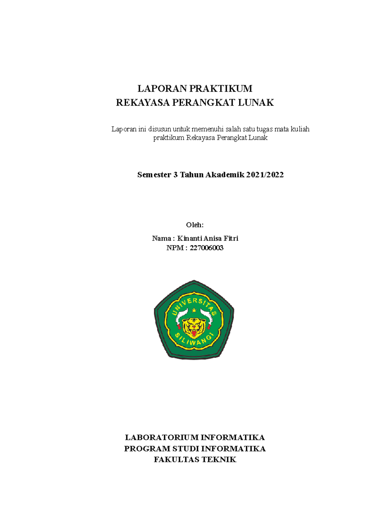 Laporan Praktikum RPL Semester 3 2021/2022: Analisis dan Rancangan ...
