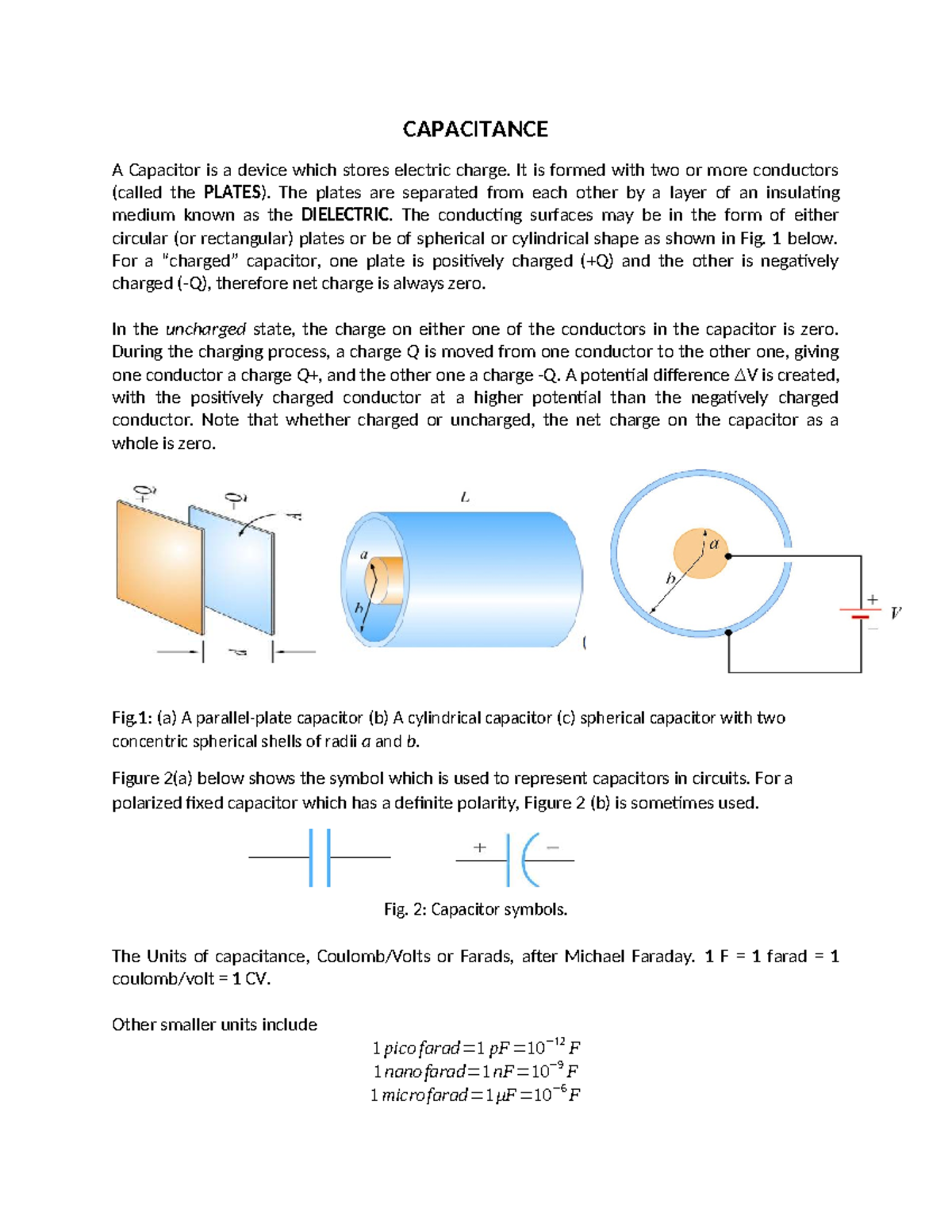 CAPACITANCE: Understanding Capacitors and Their Functions - Studocu