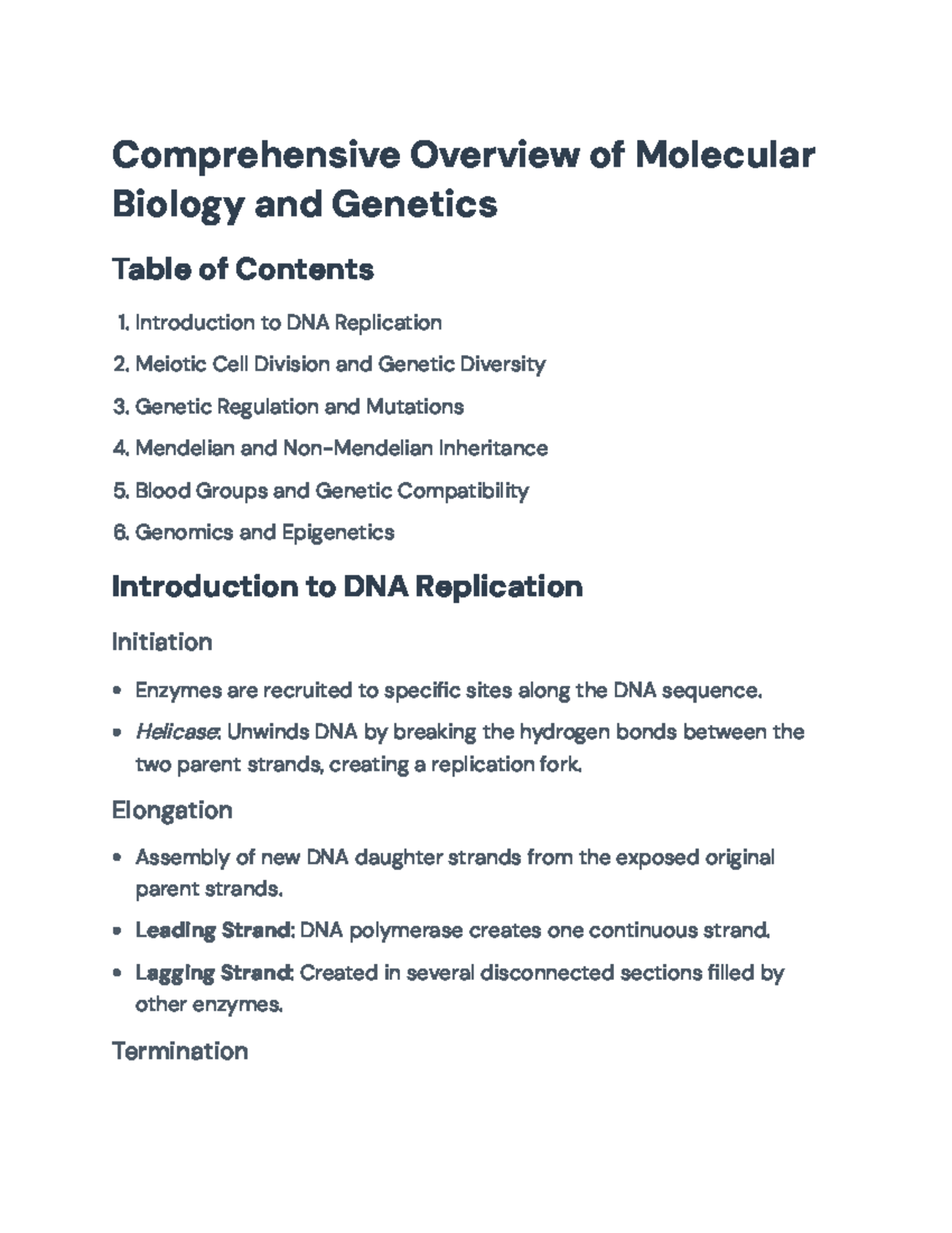Genetics and Molecular Biology Overview: MCB 101 Final Exam Notes ...
