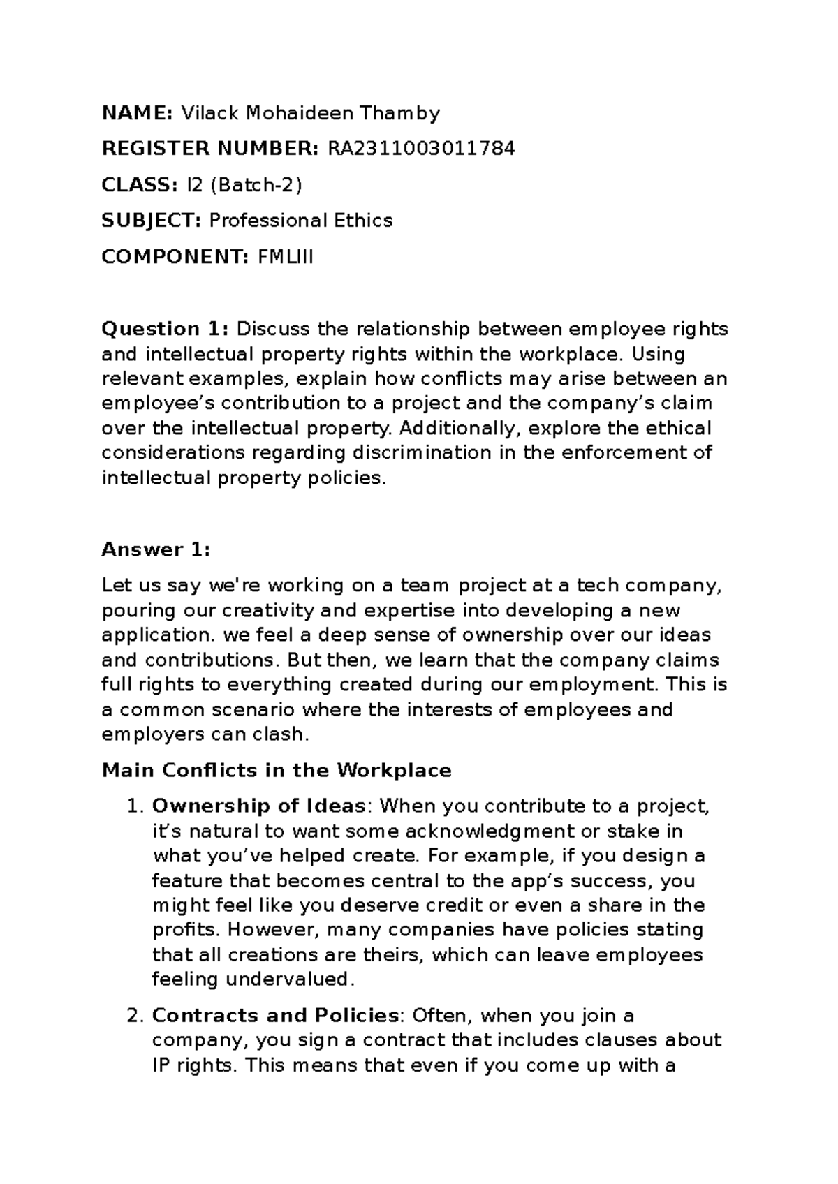 Professional Ethics FML-III: Employee Rights & IP Conflicts Explained ...