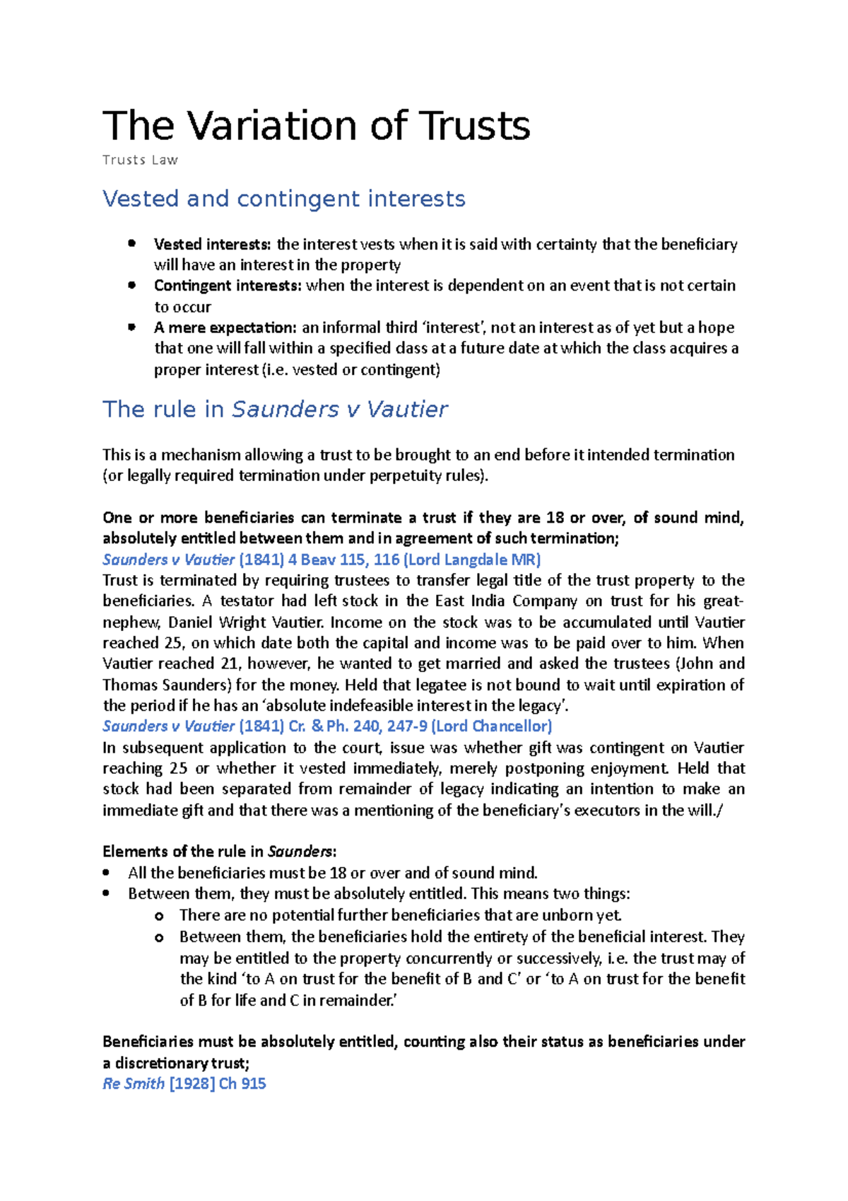 The variation of trusts copy - The Variation of Trusts Trusts Law ...