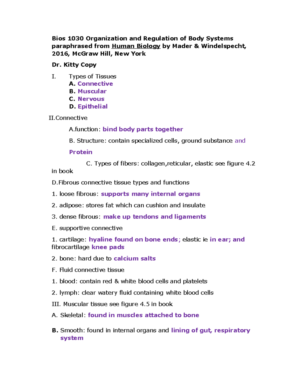 Bios 1030 Final Exam Notes: Org. & Regulation of Body Systems - Studocu