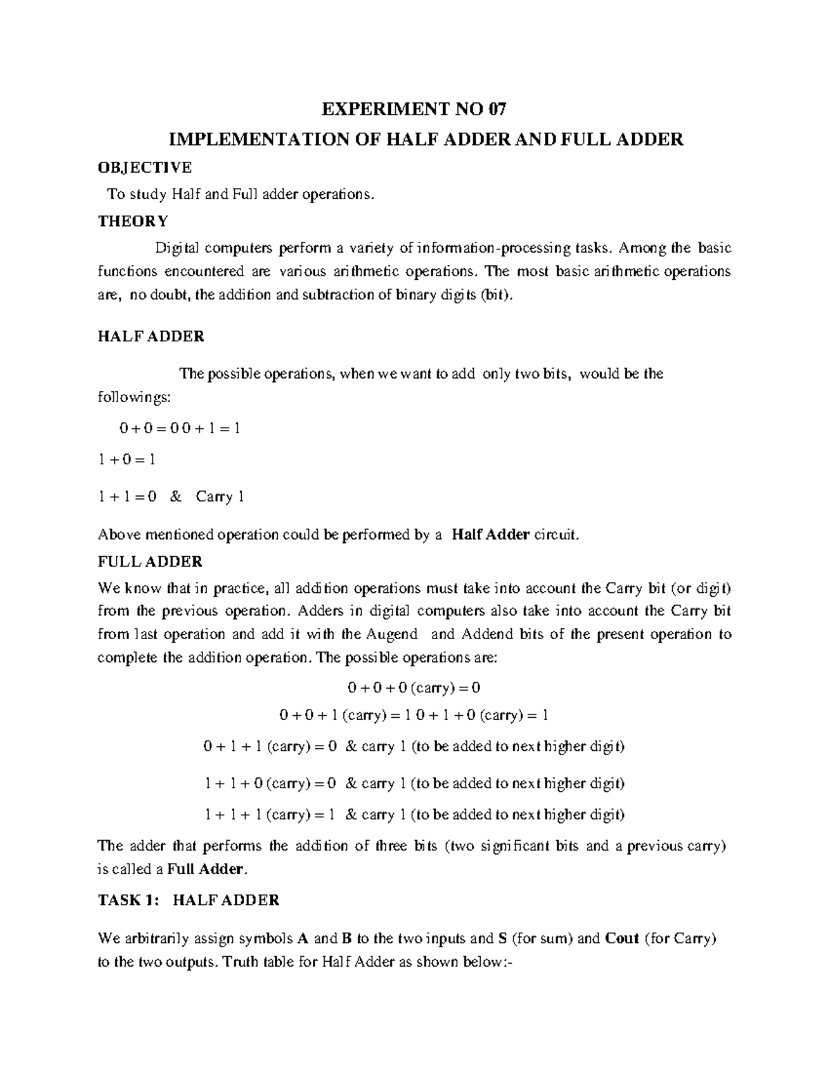 1588506757-Lab Session 08: Half and Full Adder Implementation - Studocu