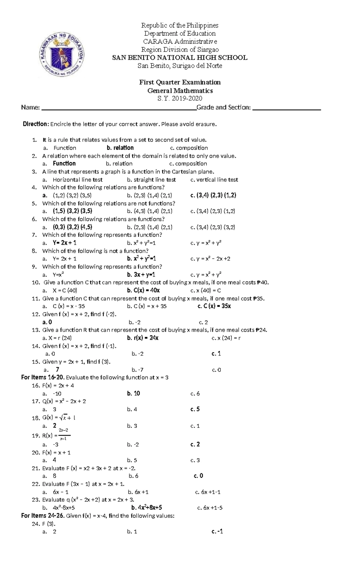 Gen-math-1st-quarter-exam- final - Republic of the Philippines ...