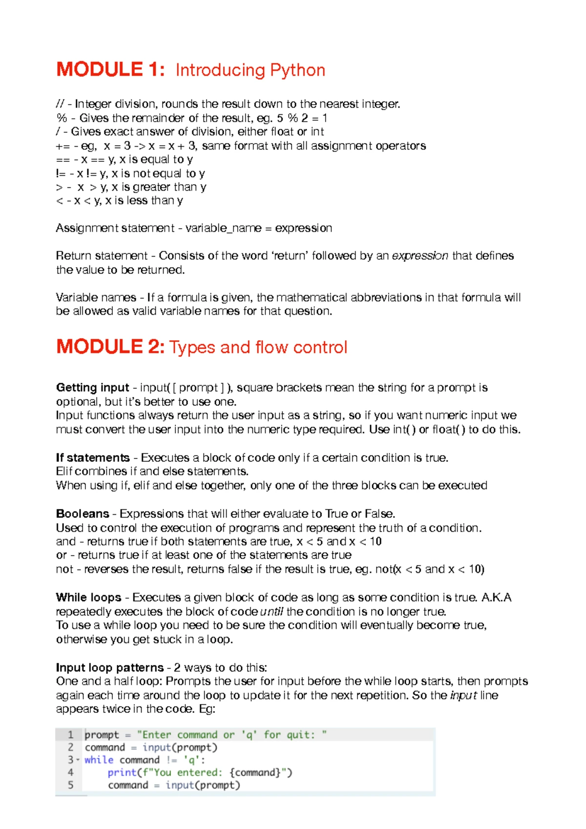 COSC131 Module 2 Notes - Module 2 Notes: - IDE = Integrated Development ...