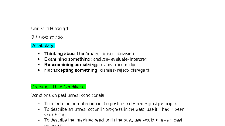 Test 2: Unit 3 Vocabulary & Grammar Review (ENG 101) - Studocu