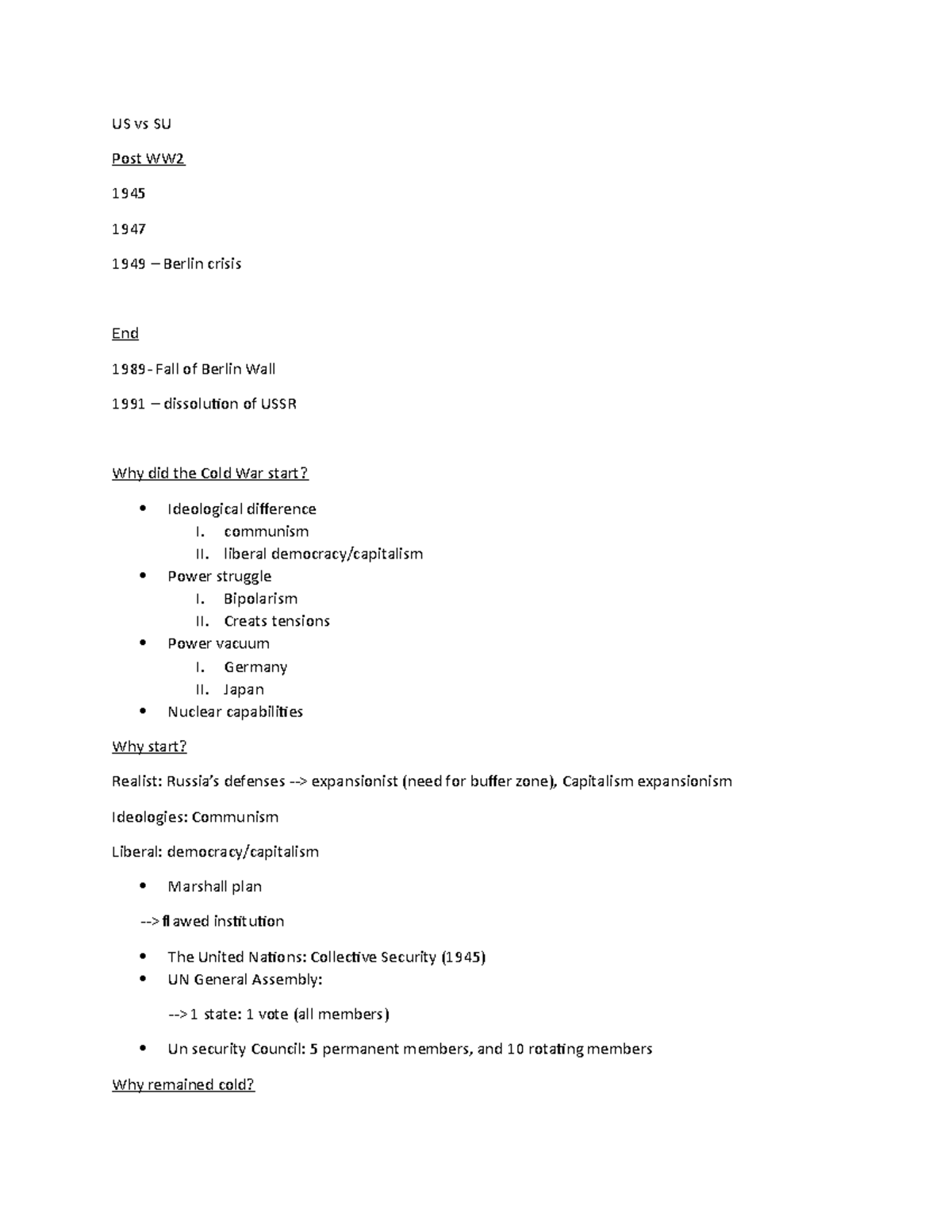 Cold War - Lecture Notes 5: Ideological Struggles & Key Events - Studocu