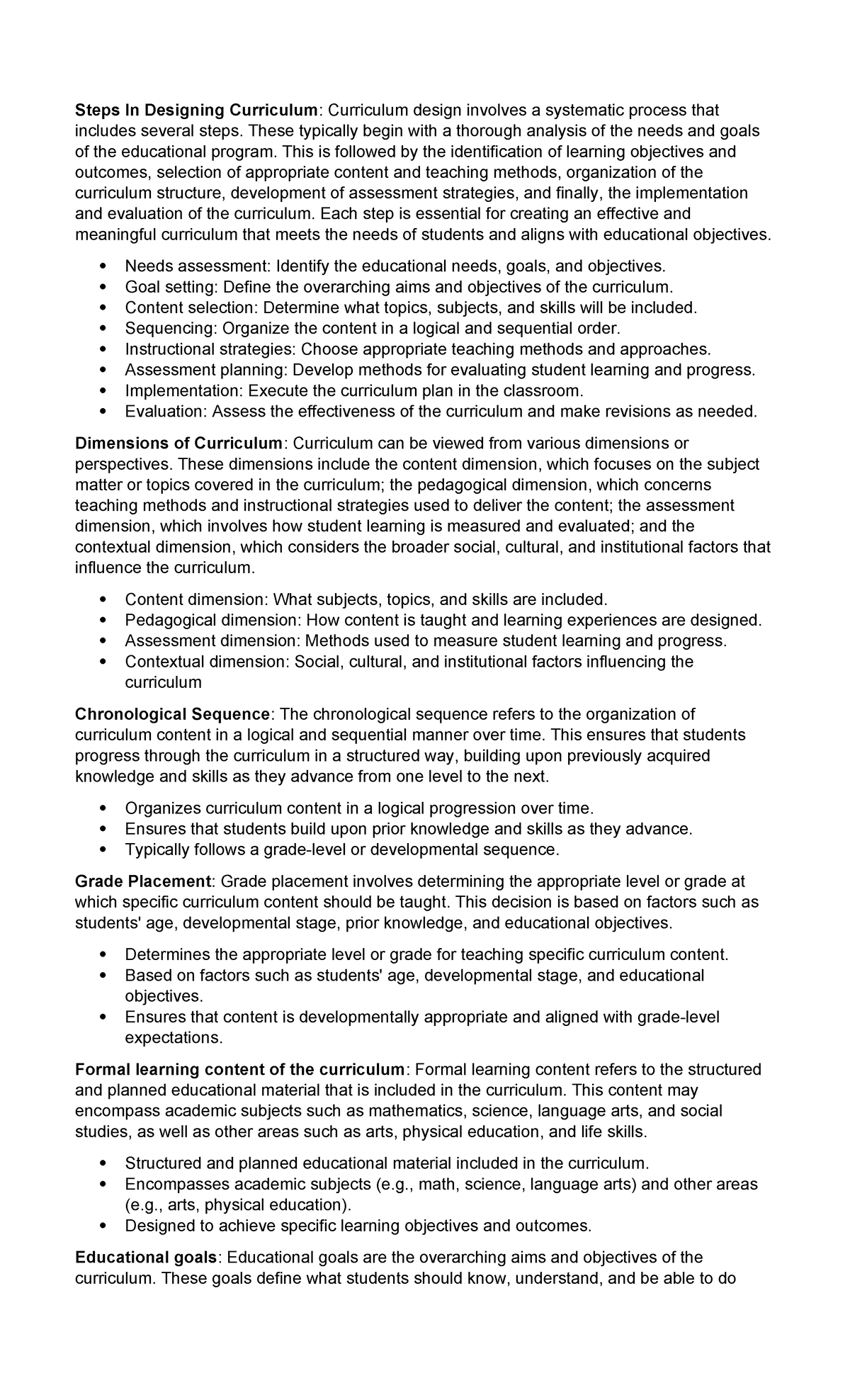 Effective Curriculum Design in PROF ED 4: Key Steps and Dimensions ...