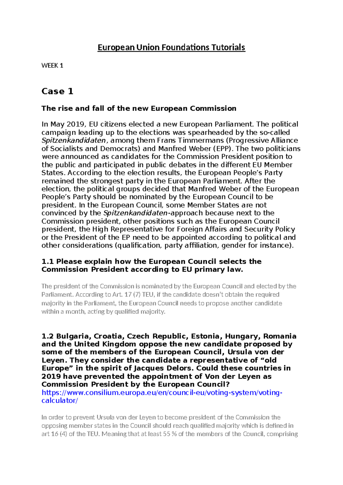 EU Foundations Tutorials: Case Studies and Analysis of the European ...