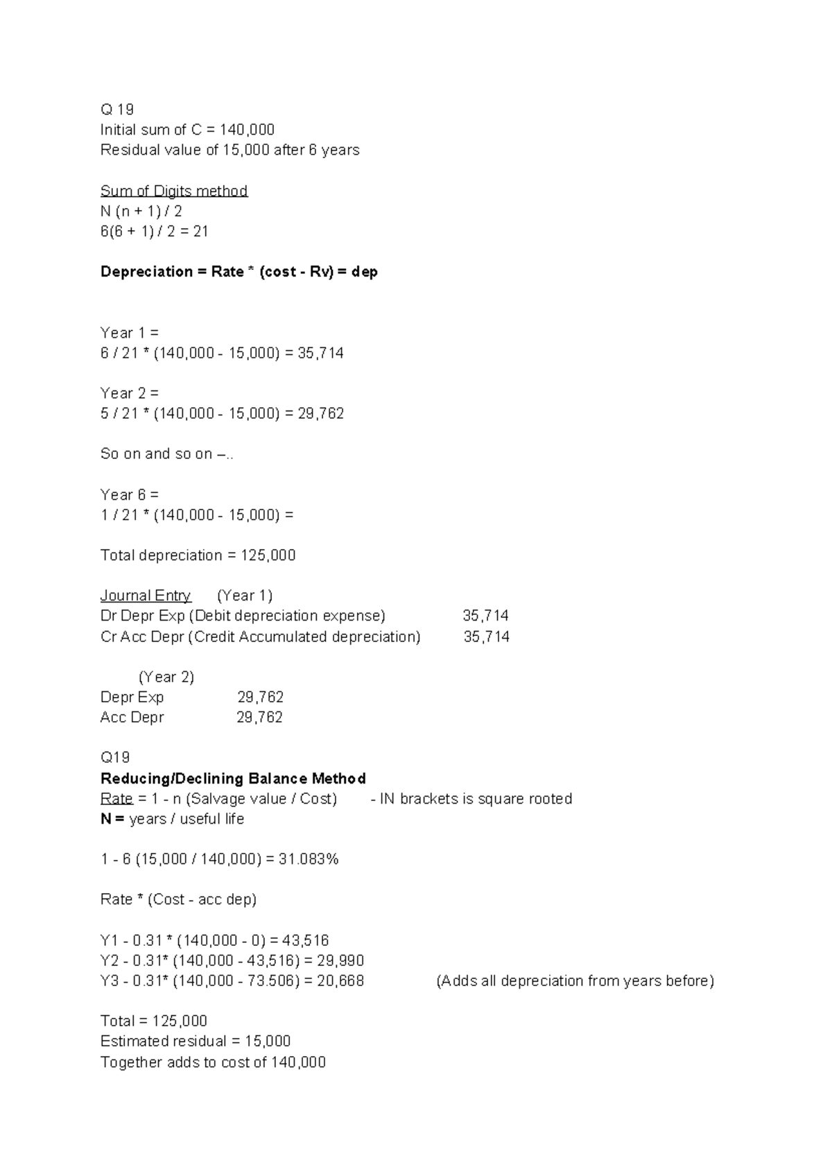 ACCT 211 Final Exam - Comprehensive Tutorial Notes on Depreciation ...