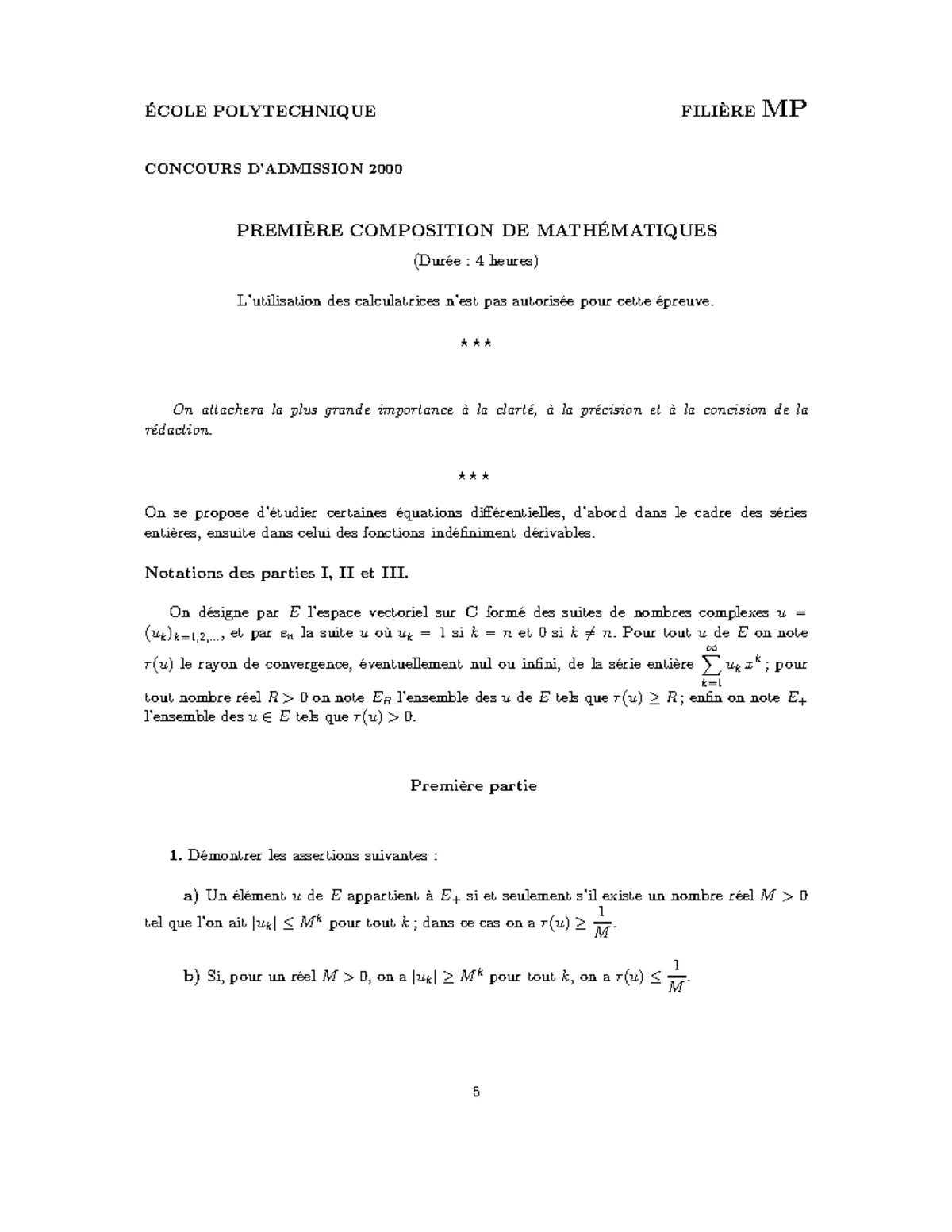 Centrale Supélec 2021 PC Mathématiques 1 - Sujet de l'Épreuve - Studocu