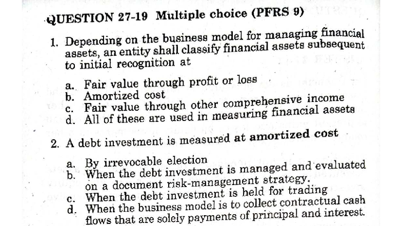 FAR TOA Investments Portion CH 27 - CH 30 Multiple Choice Questions ...