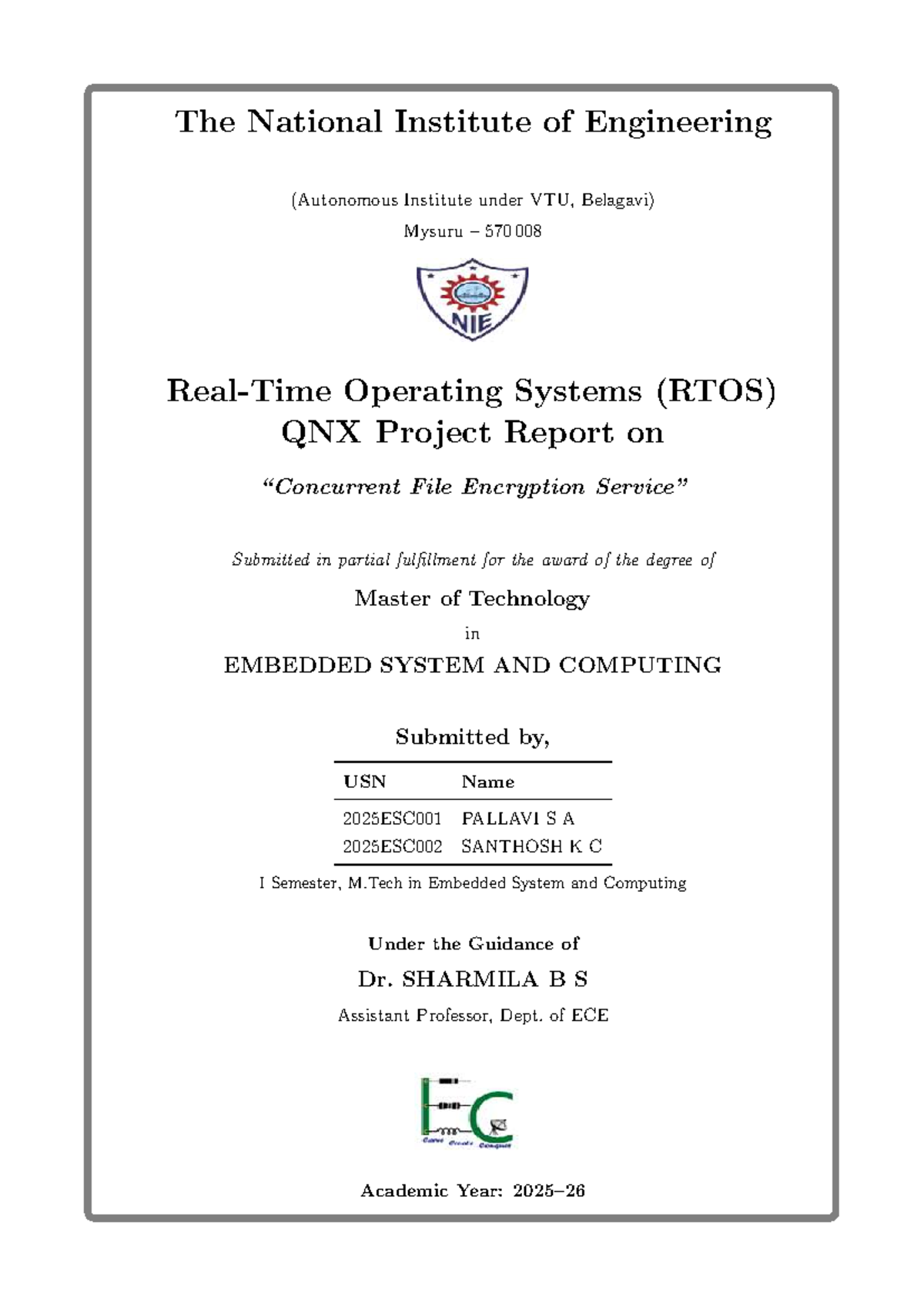 RTOS (Embedded Systems) Project Report: File Encryption in QNX - Studocu