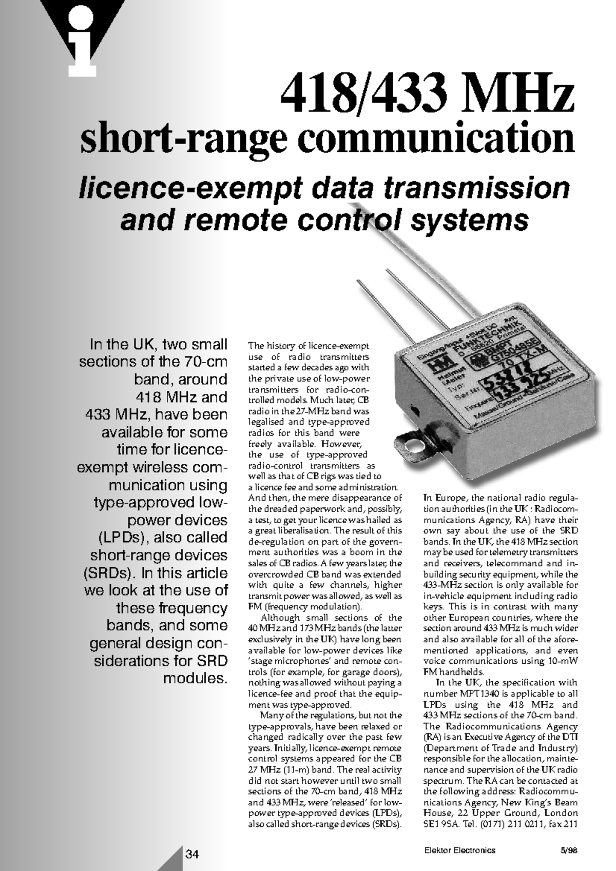 MHz Communication Data Transmission & SRD Systems in the UK - Studocu
