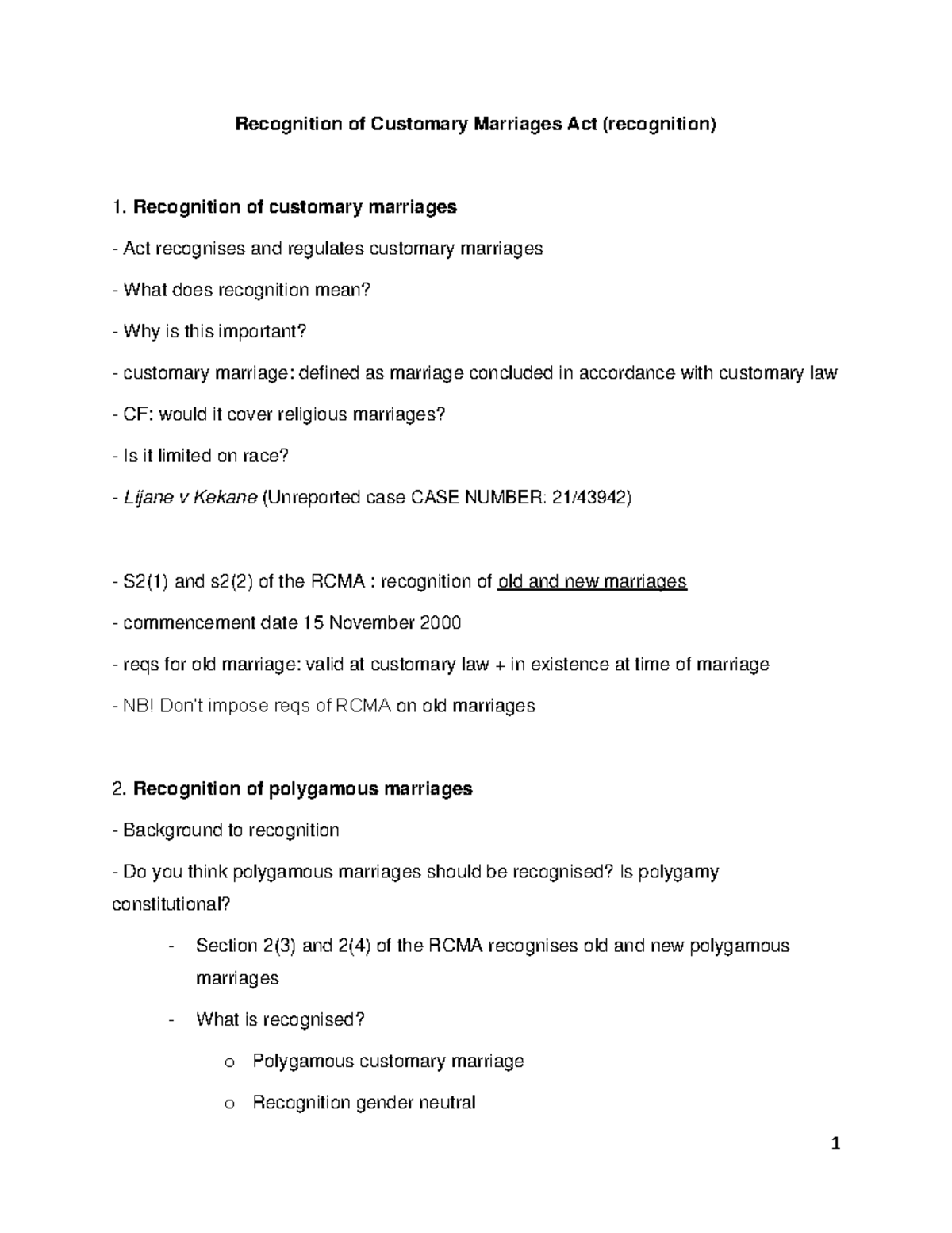 Recognition of Customary Marriages Act (RCMA) Overview and Key Points ...