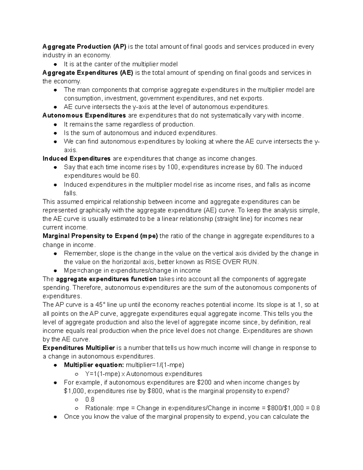 Multiplier Model: Understanding Aggregate Production & Expenditures ...