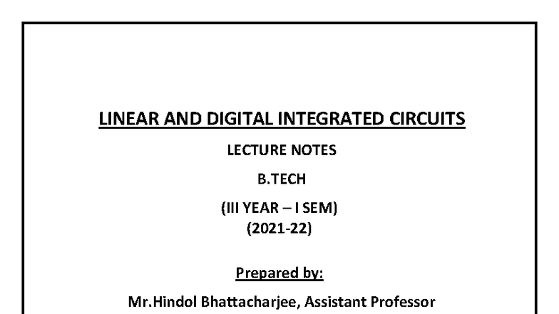 Linear Digital Integrated Circuits - LINEAR AND DIGITAL INTEGRATED ...