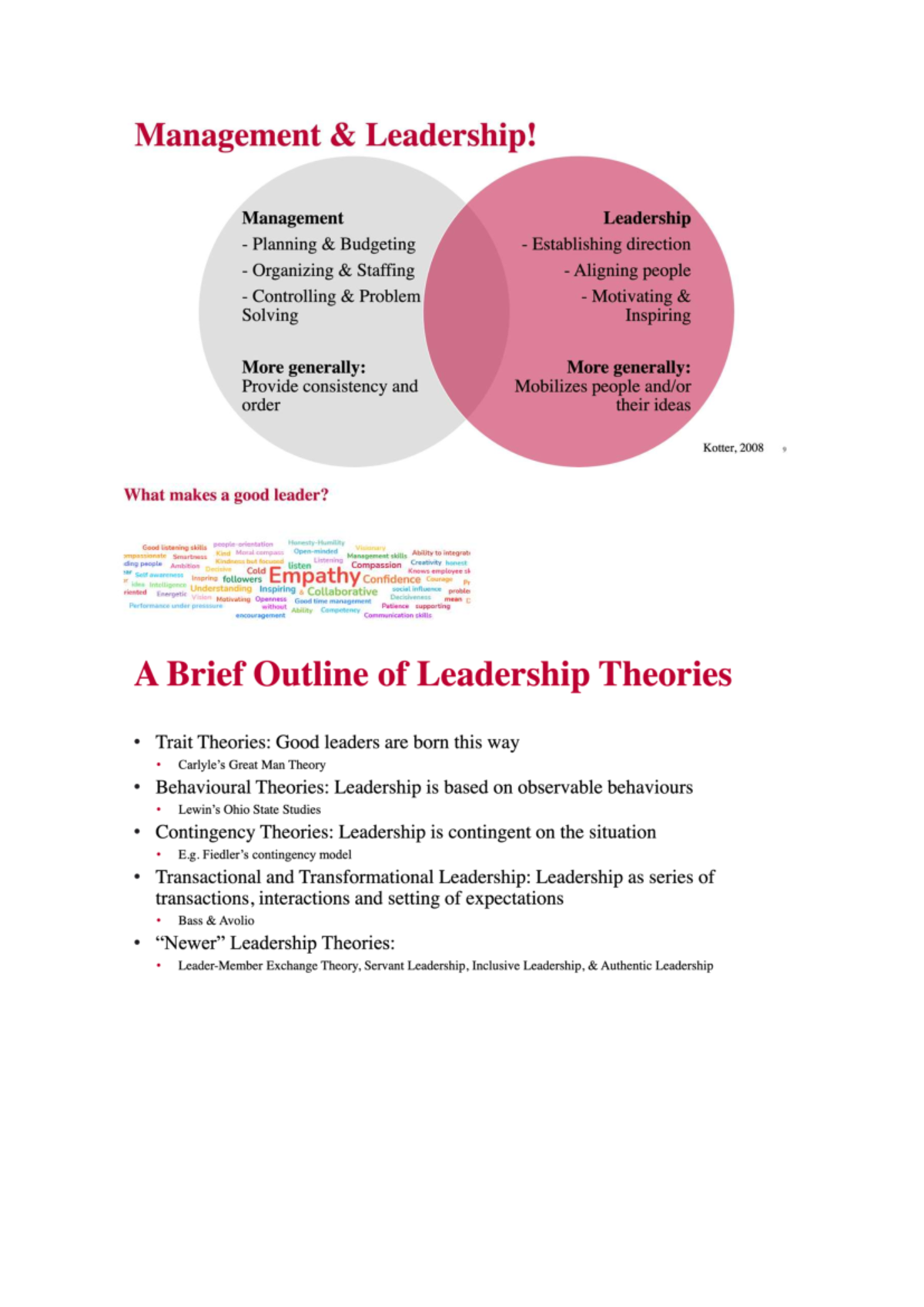 Lecture Notes WEEK 1 & 2: Leadership Theories and Digital ...