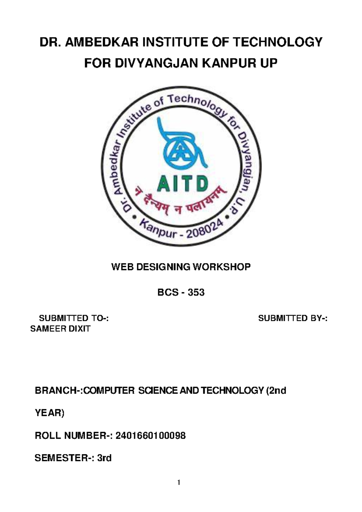 Web Designing Workshop BCS 353 - Practical Exercises and Projects - Studocu