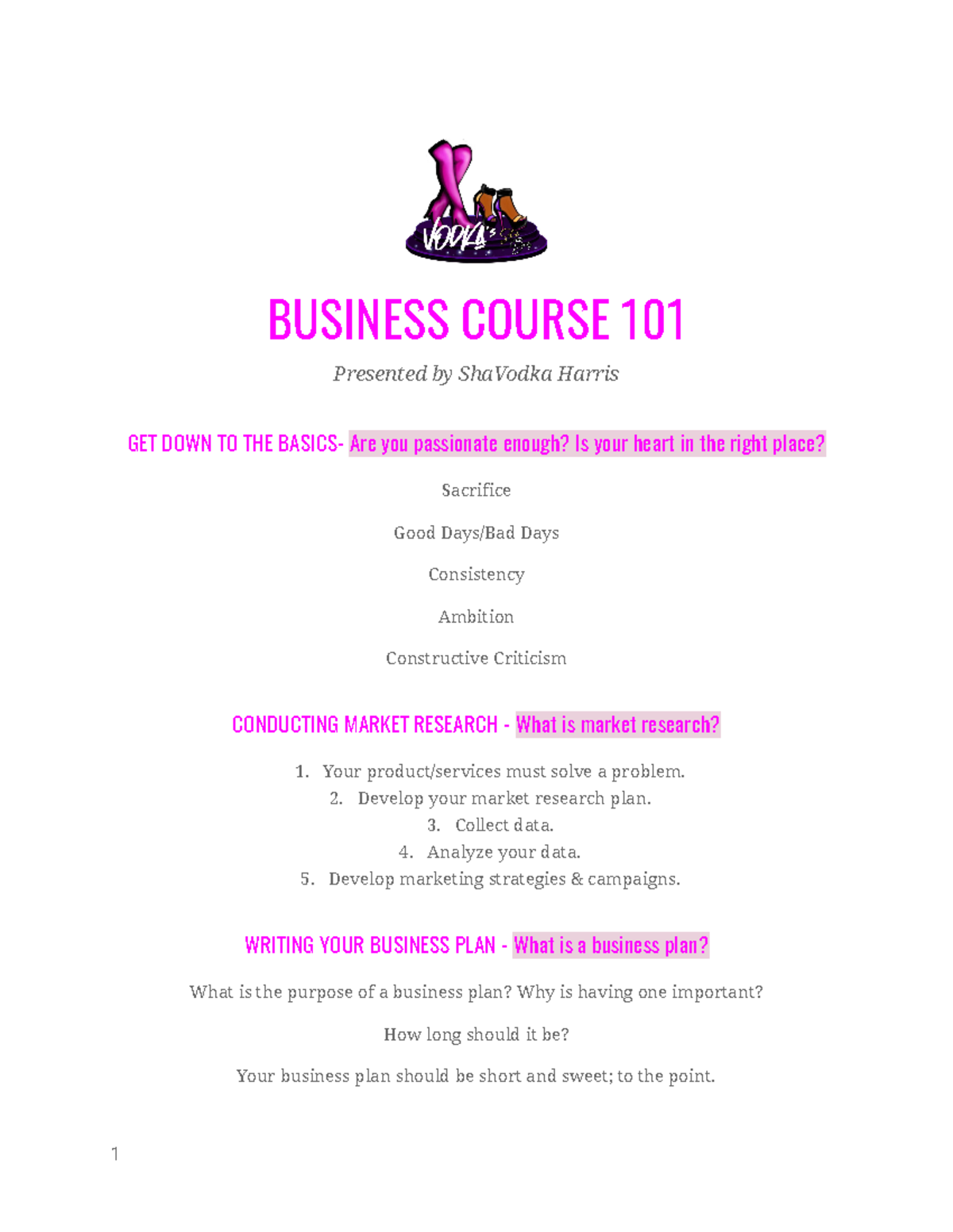 Business Course 101 - Essentials for Building Your Business Plan - Studocu