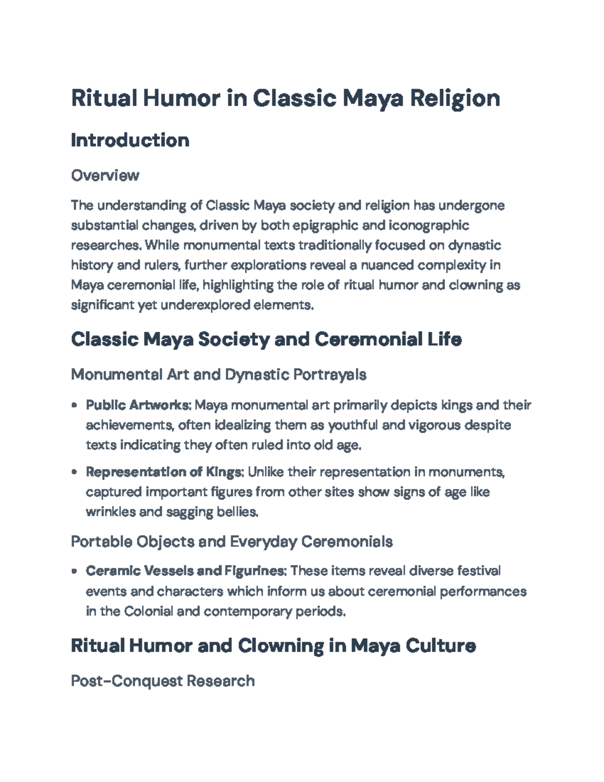 Ritual Humor and Clowning in Classic Maya Religion: Insights and ...