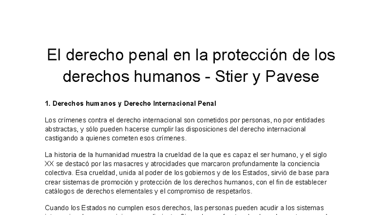 C19: El Derecho Penal y la Protección de Derechos Humanos - Studocu