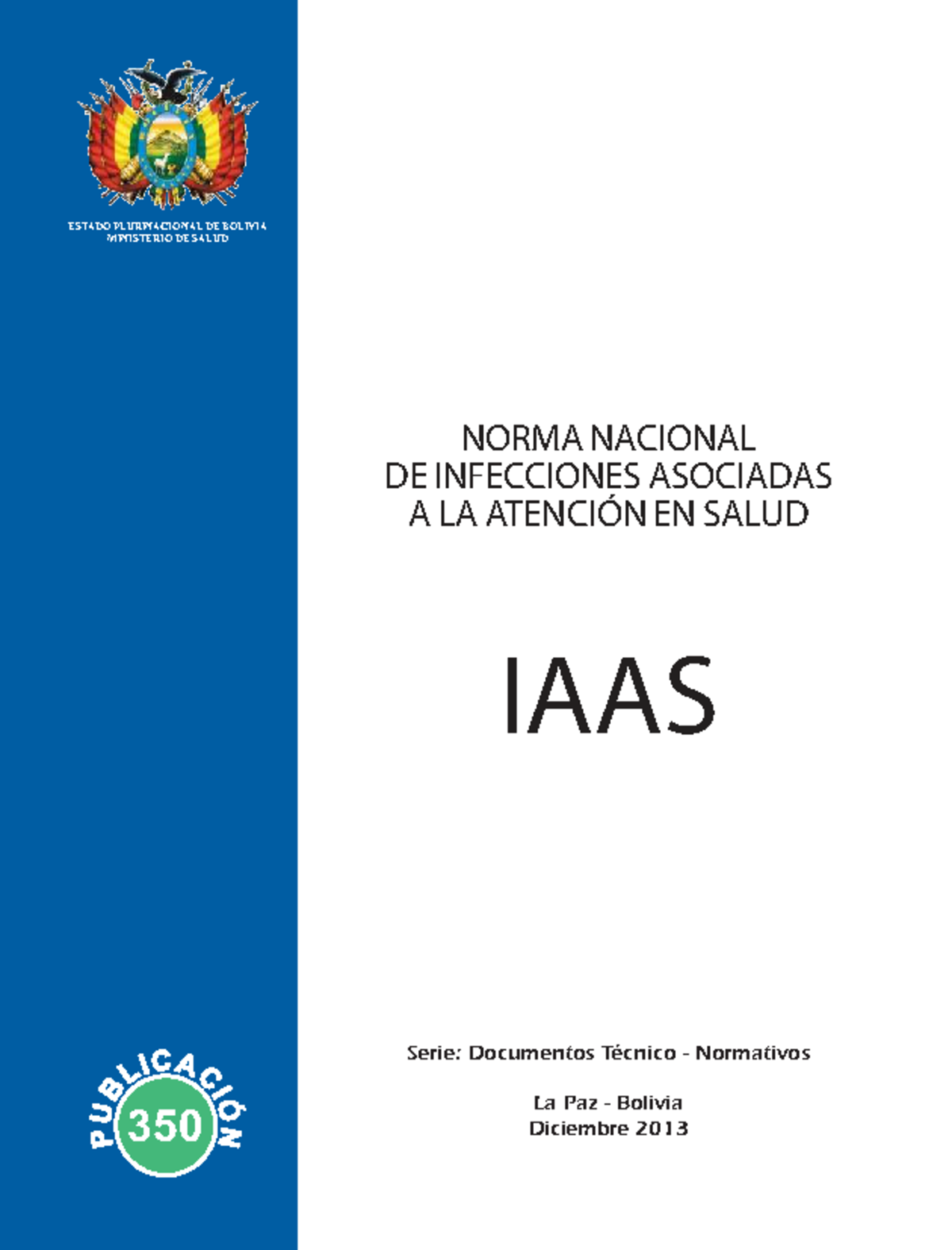 Norma Nacional de Infecciones Asociadas a la Atención en Salud IAAS - Bolivia - Document Preview