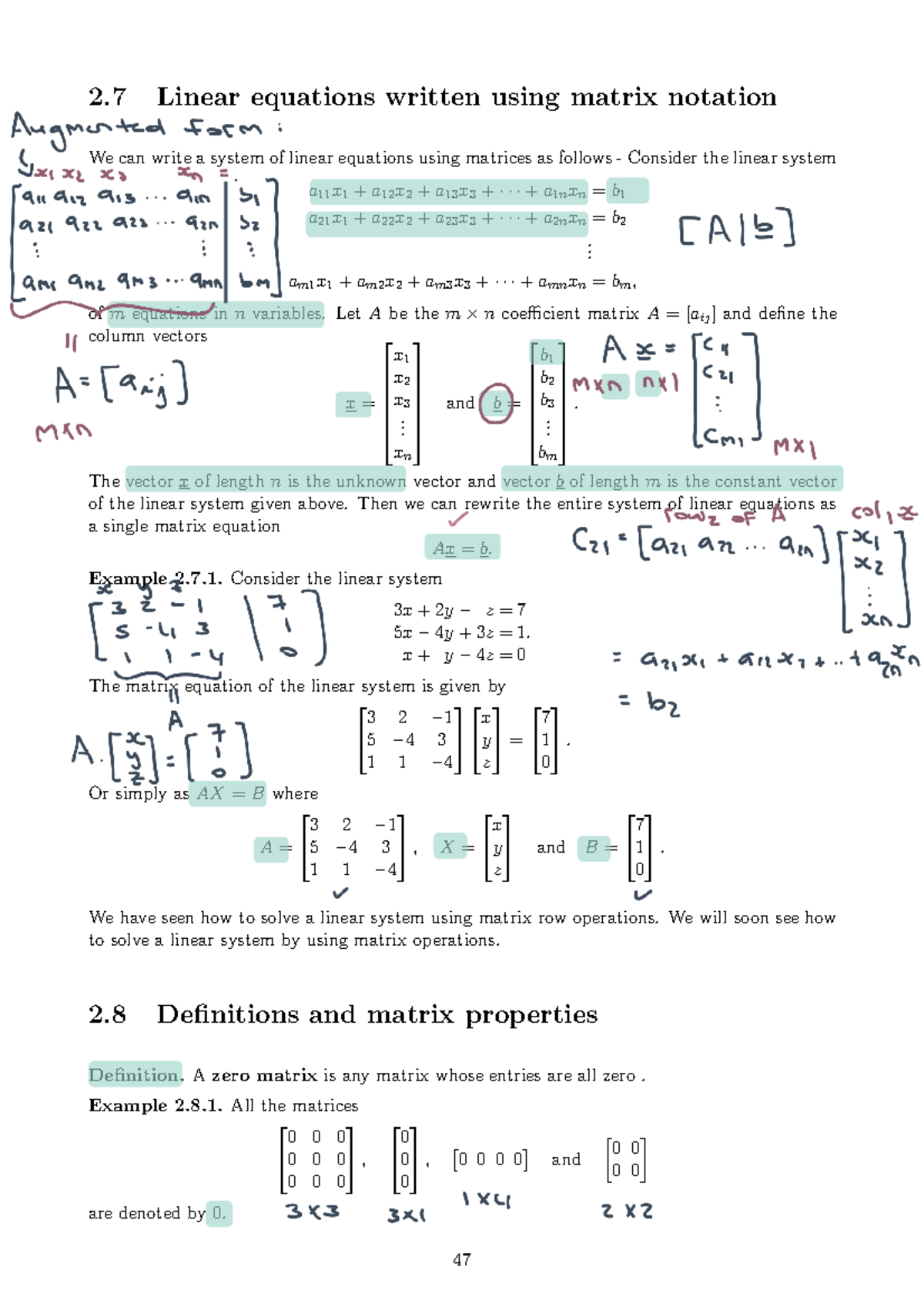 Algebra Block 3 Week 4 Lecture 2 Matrix Notation & Properties Notes ...