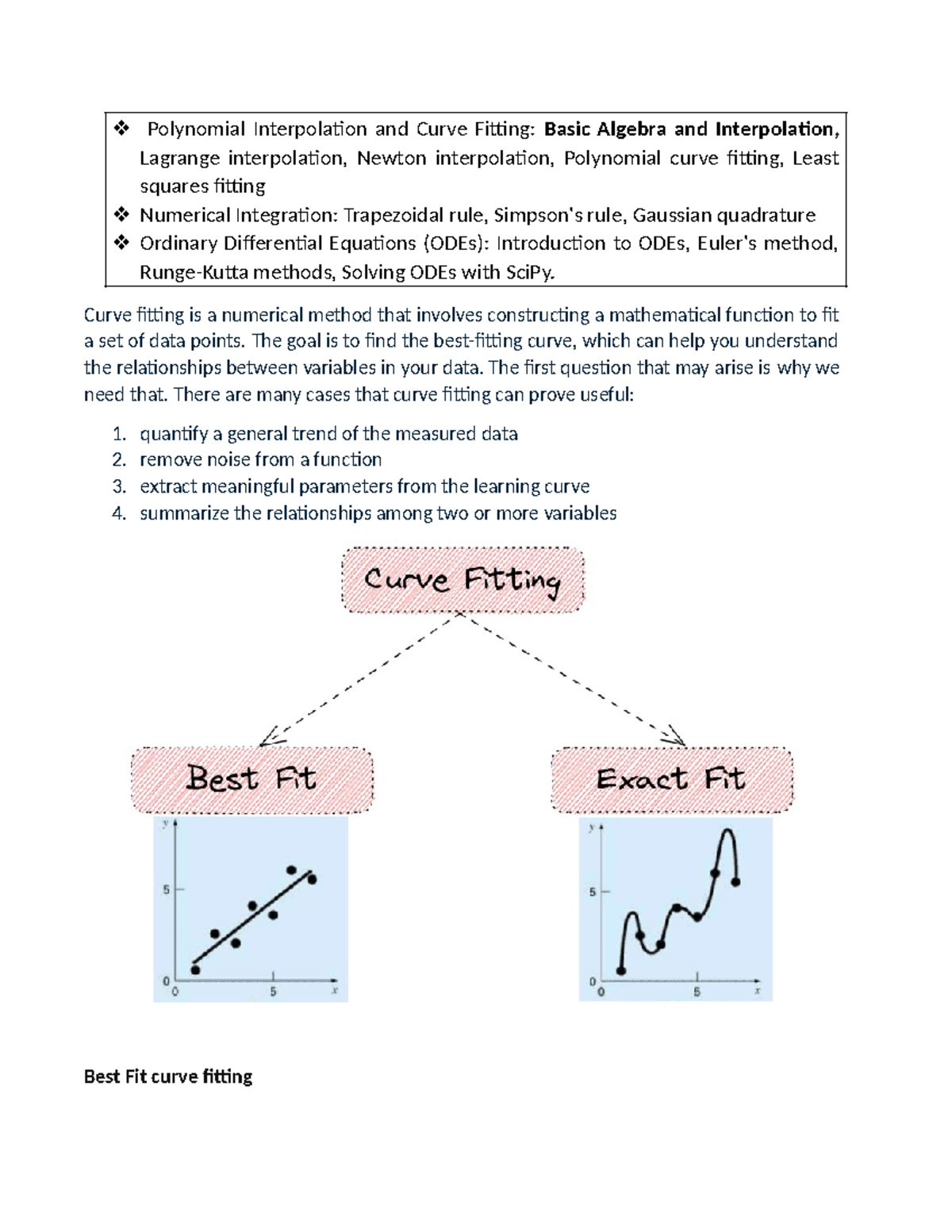 Numerical Methods: Polynomial Interpolation & Curve Fitting (Unit-2 ...