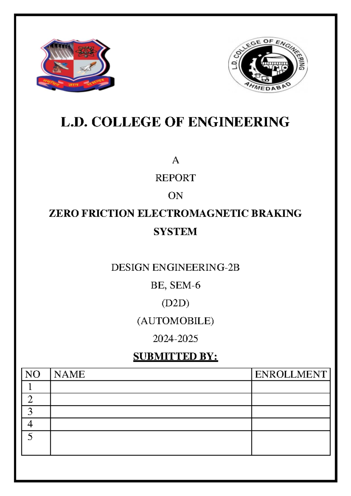 DE Sample Report - THIS PROJRCT ID IMP 2B DESIGN - L. COLLEGE OF ...