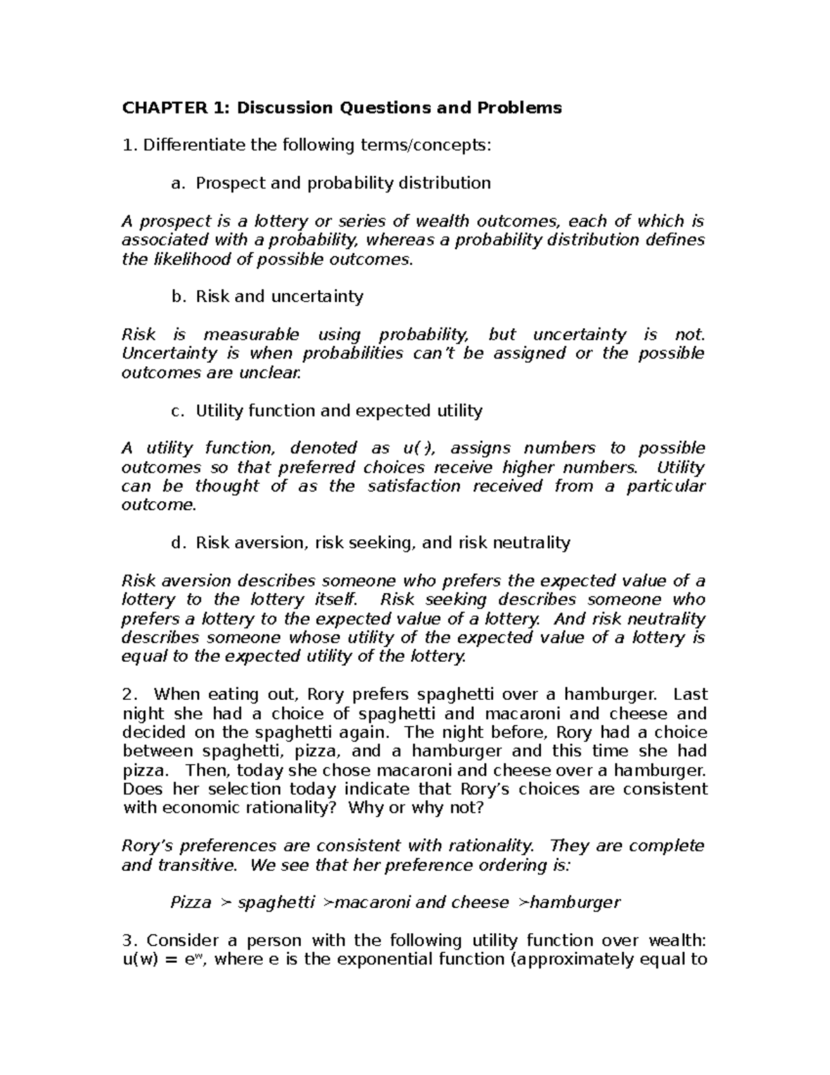 Chapter 1 questions and answers - CHAPTER 1: Discussion Questions and ...