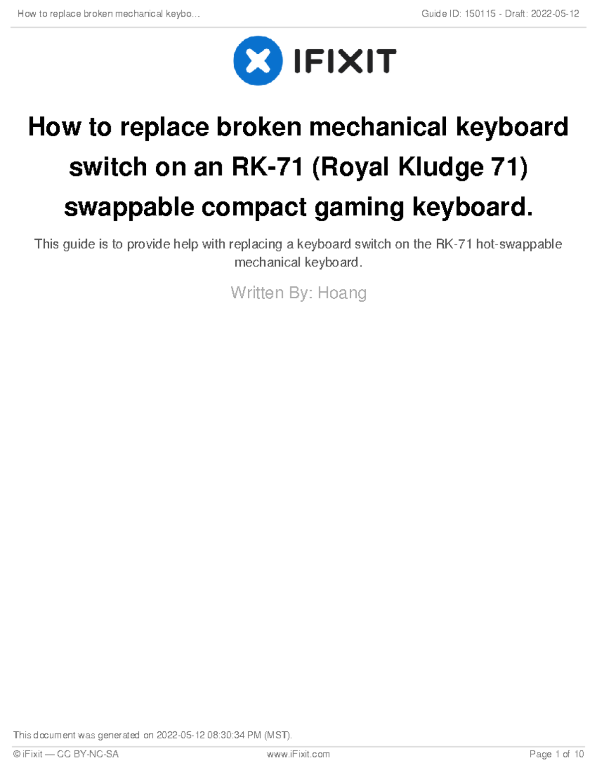 RK-71 Mechanical Keyboard Switch Replacement Guide - Studocu