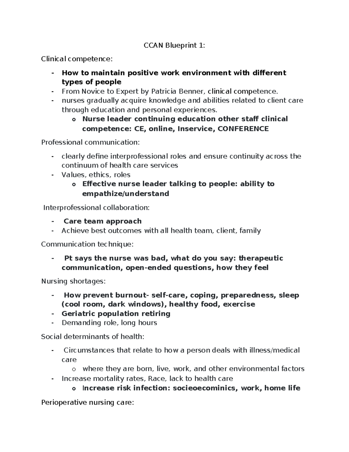 CCAN Blueprint 1: Clinical Competence & Perioperative Nursing Care ...