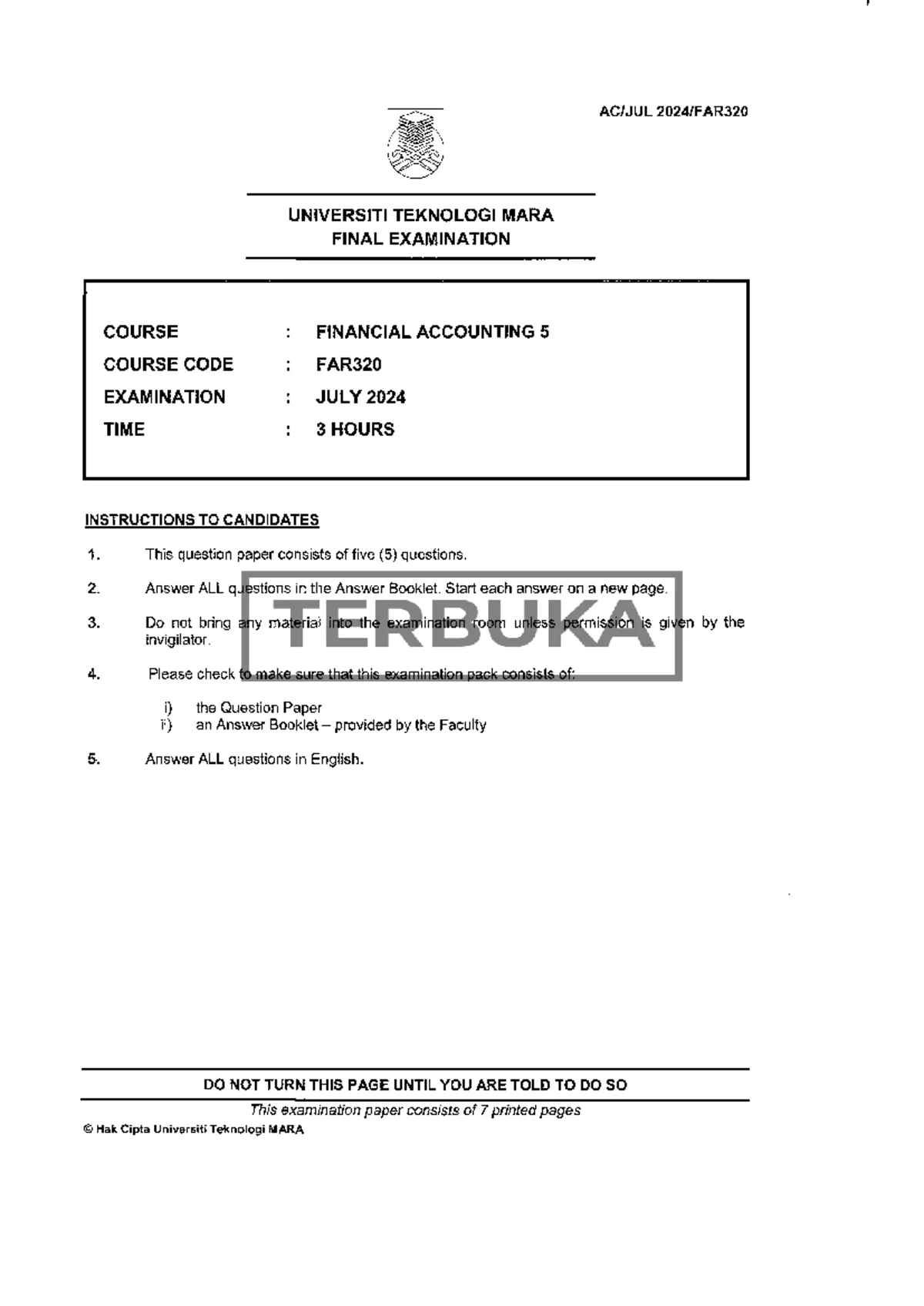 FAR320 JAN2024 - Final Exam Questions for Financial Accounting 5 - Studocu