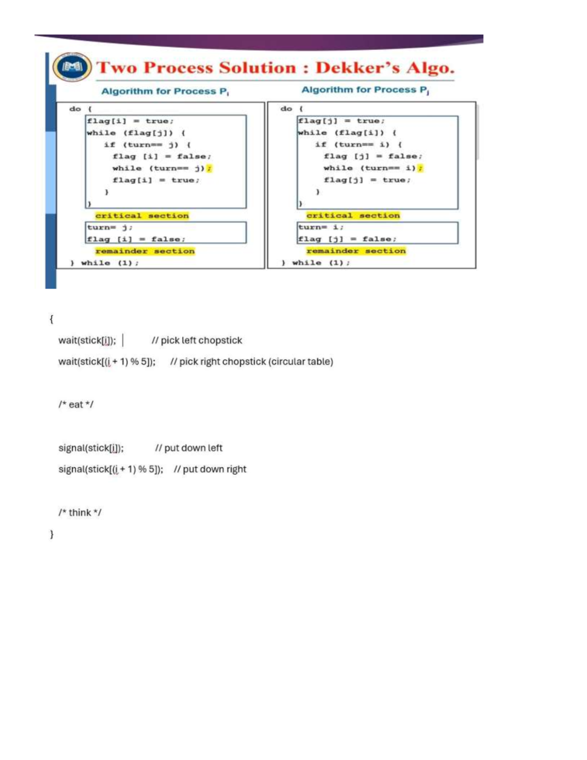 OS Exam Summary: Two Process Solutions and Synchronization Algorithms ...