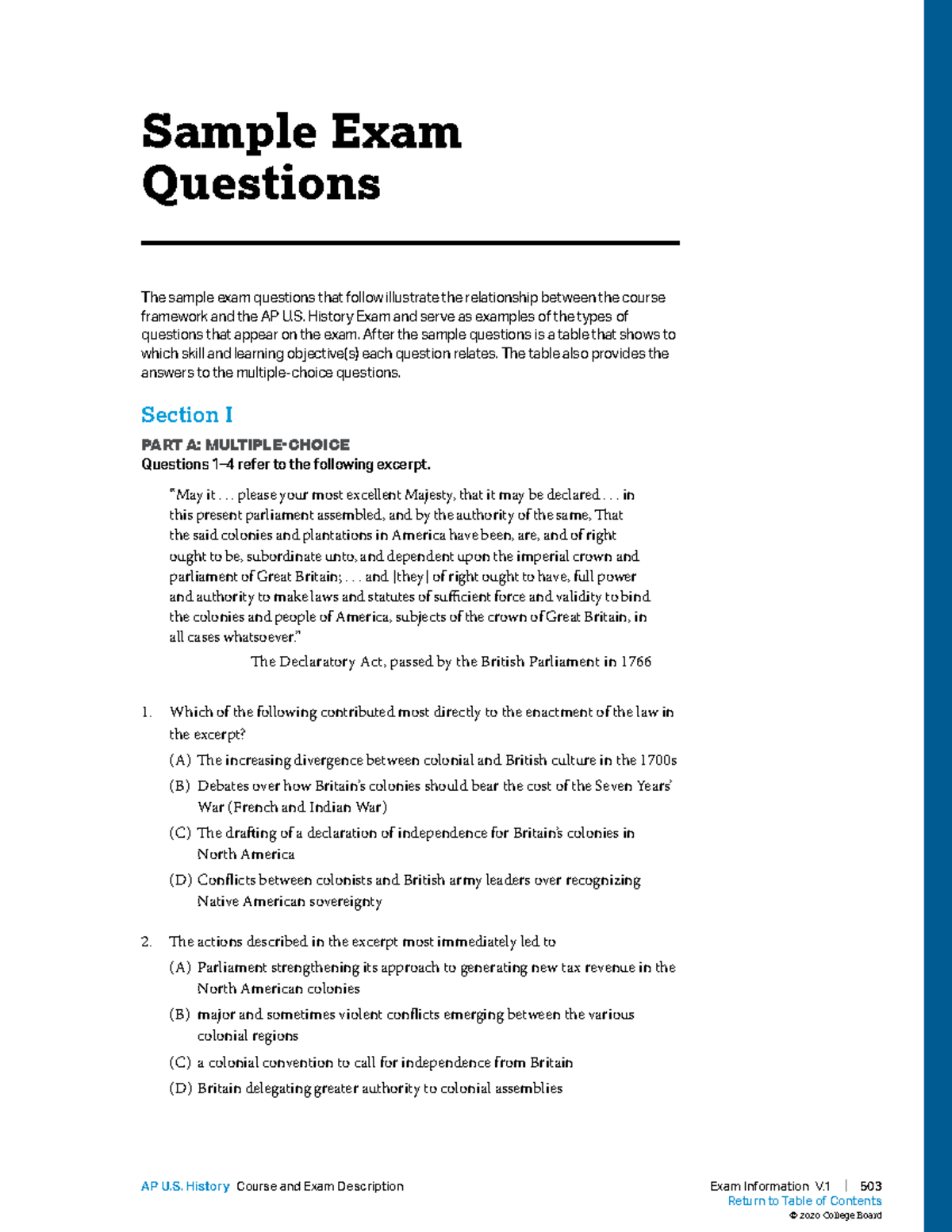 AP U.S. History Sample Exam Questions and Analysis - Studocu