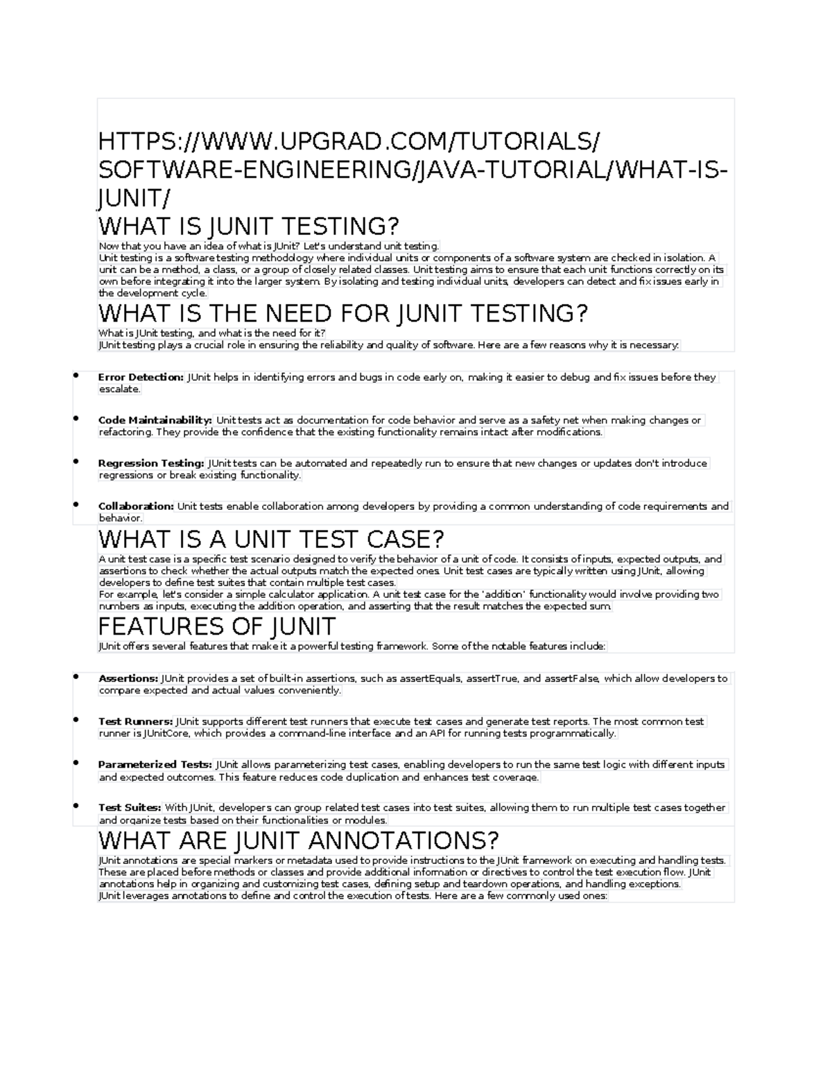 Junit+scholar - notes - HTTPS:WWW.UPGRAD/TUTORIALS/ SOFTWARE ...