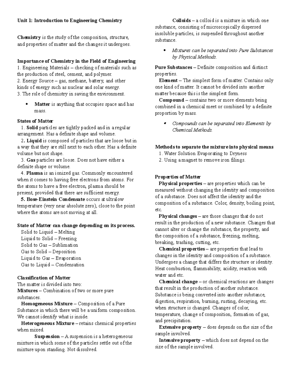 Unit 1 - Introduction to Engineering Chemistry - Unit 1: Introduction ...